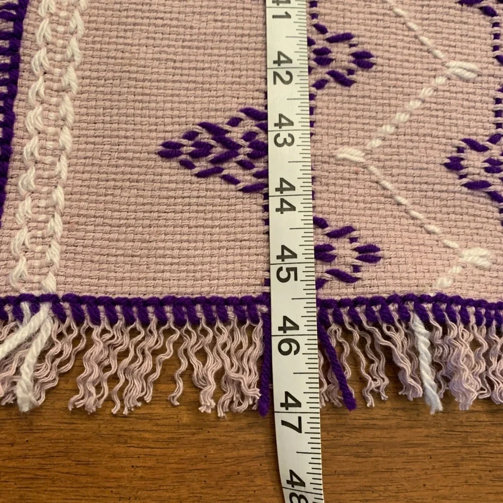 Swedish Weave Table Runner Geometric Fringe Purple Lavender‎